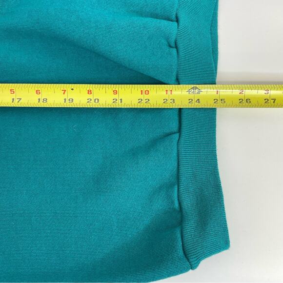 Tultex Vintage Sweatshirt 90s Deep V Teal Green Large Retro Preppy - Picture 2 of 7